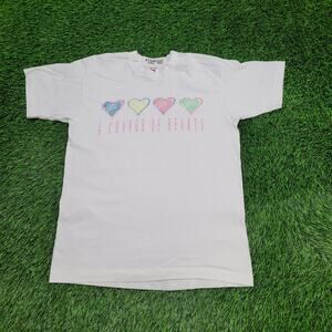 Vintage 90s Change of Hearts Shirt Womens Medium 19x26 White